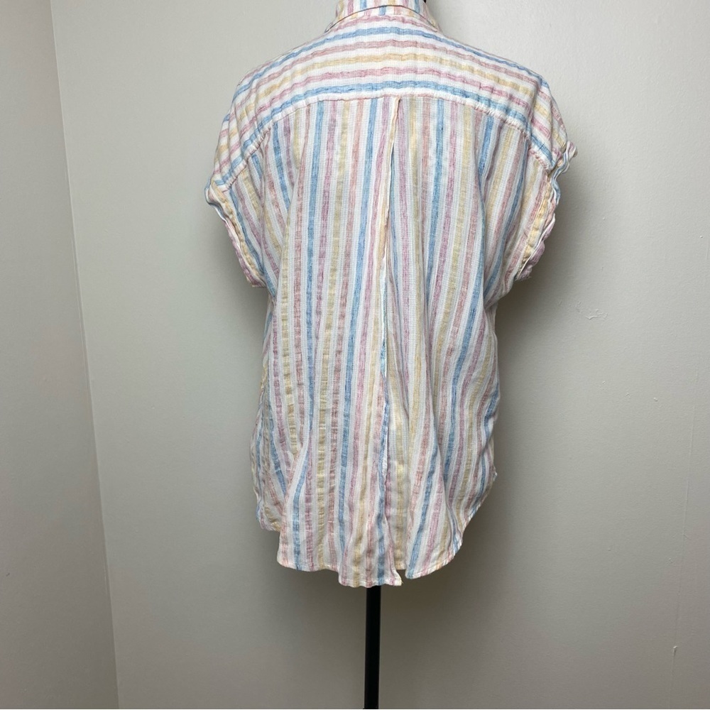 Lucky Brand Split Back Striped Button Front Lightweight Top - Picture 7 of 15